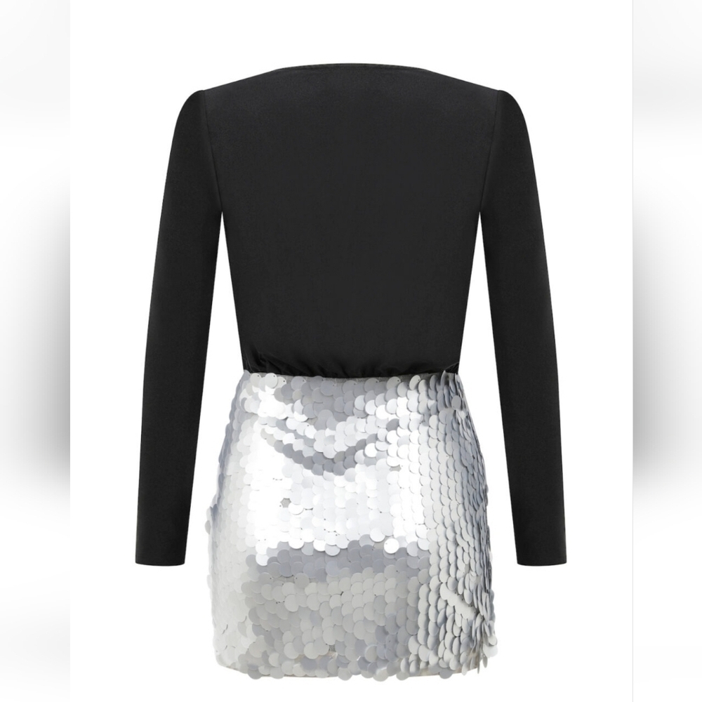 NWT Maeve Black & Silver Sequin Mini Dress XS Party Cocktail Holiday - Picture 5 of 16